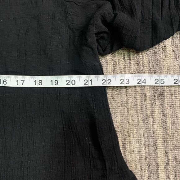 Las Manos Womens Size XL Button Front Blouse Top Black Long Sleeve V Neck‎ Gauzy - Picture 4 of 8